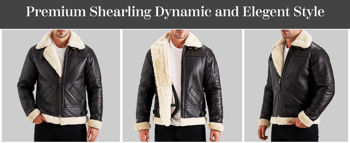 Men's B3 RAF Aviator Shearling Bomber Jacket – Real Sheepskin Flight Coat
