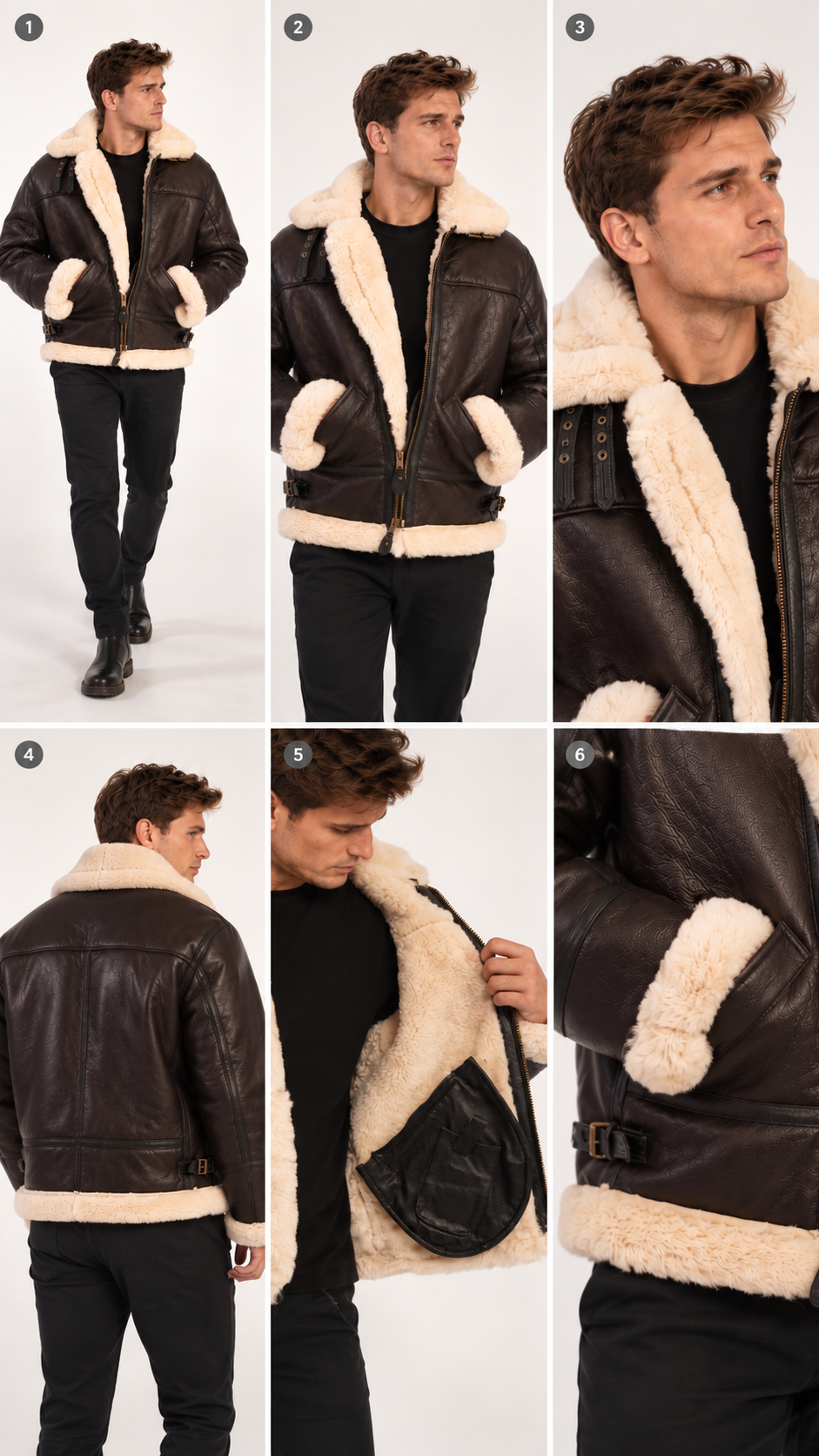 Men's B3 RAF Aviator Shearling Bomber Jacket – Real Sheepskin Flight Coat