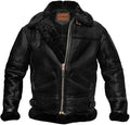 Open black B3 jacket showing real black sheepskin shearling lining