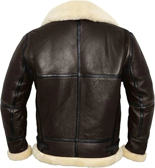 Back view of the HIDVORA B3 shearling bomber jacket